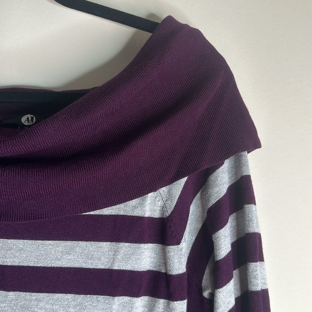 A&I Purple Grey Striped Off Shoulder Long Sleeve Top Size XL - Picture 6 of 8